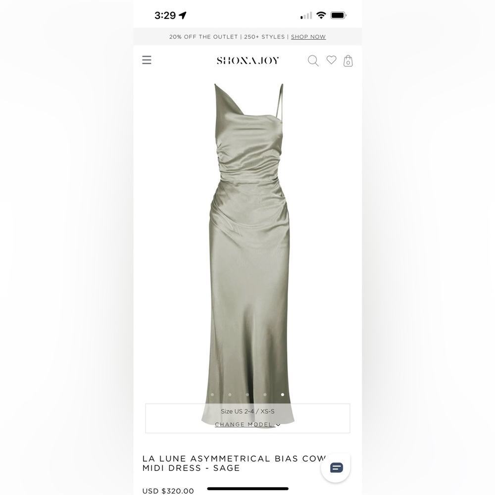 LA LUNE ASYMMETRICAL BIAS COWL MIDI DRESS - SAGE